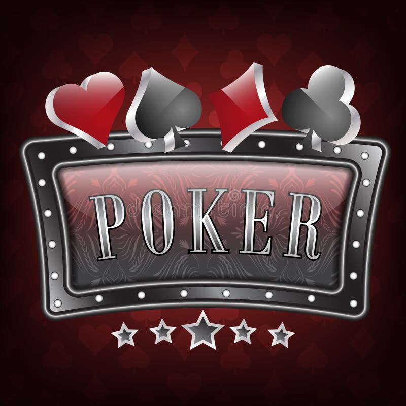 Pokerillustration med utsmyckade ram- och kortsymboler stock illustrationer