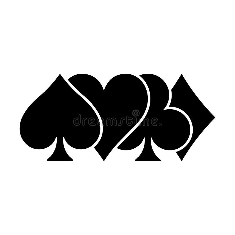Pokerkortet passar - hjärtor, klubbor, spadar och diamanter - på vit bakgrund Illustration för vektor för kasinodobbleritema stock illustrationer