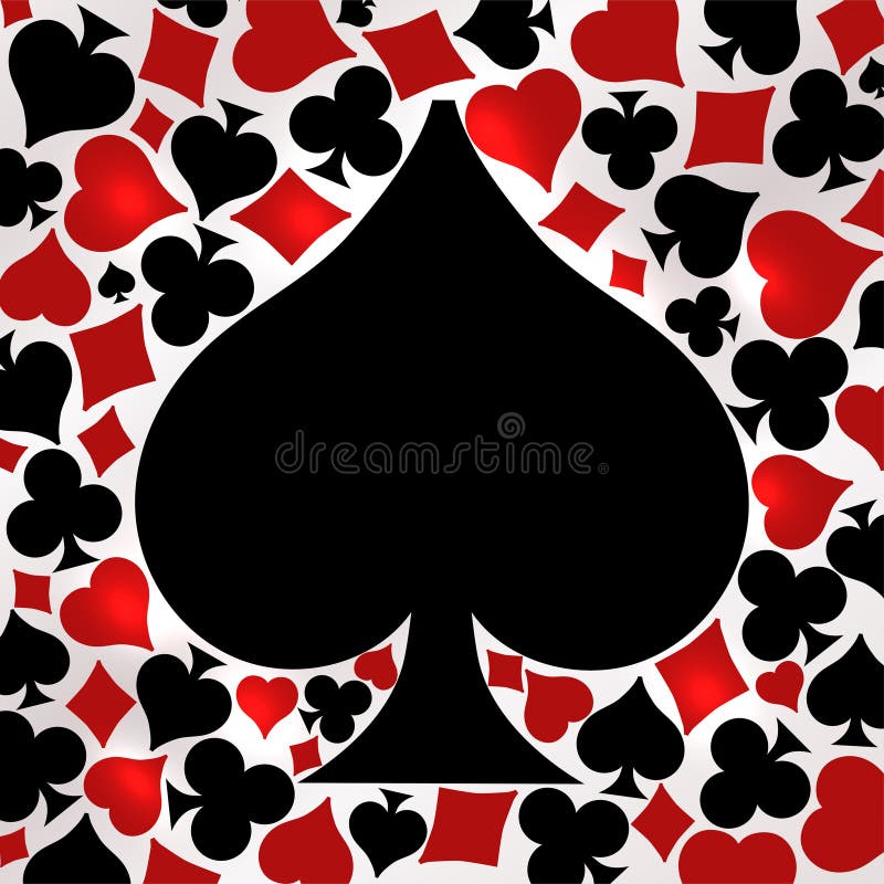 Pokerspadekort, vektor royaltyfri illustrationer