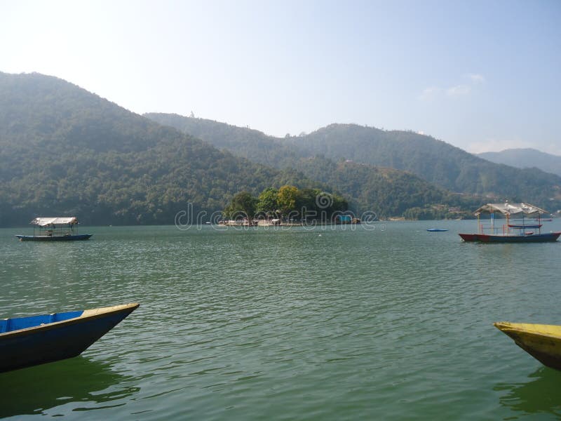 Pokhara озера fewa очень красивое место для посещения стоковое изображение rf