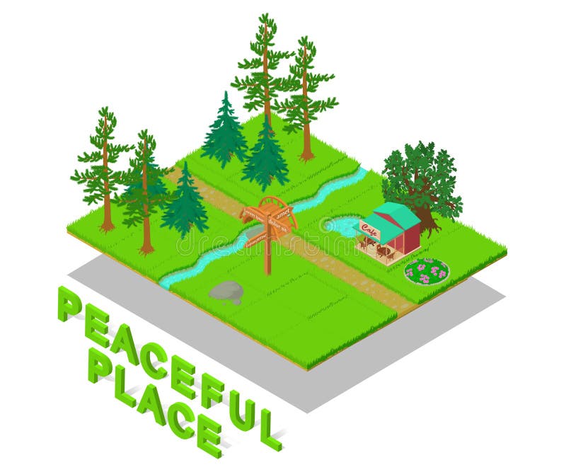 Pokojowy miejsca pojęcia sztandar, isometric styl royalty ilustracja Pokojowy miejsca pojęcia sztandar, isometric styl royalty ilustracja