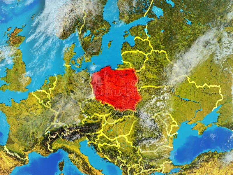 Poland on Earth from space stock illustration. Illustration of european - 132126283