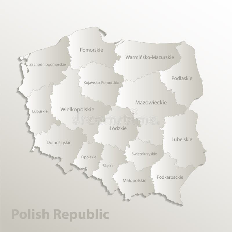 Map of Poland 3D, polish rivers Stock Vector