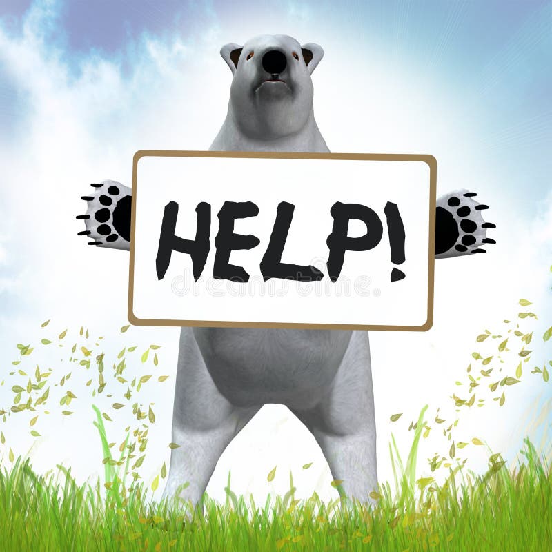 Polar bear asking for help stock illustration. Illustration of polar