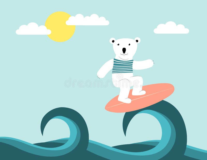 Bear Surfing stock vector. Illustration of surf, wildlife - 8456072