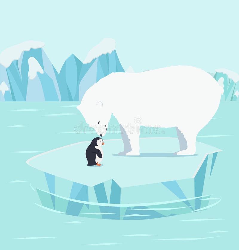 Penguins and polar bears stock illustration. Illustration of cold - 3166615