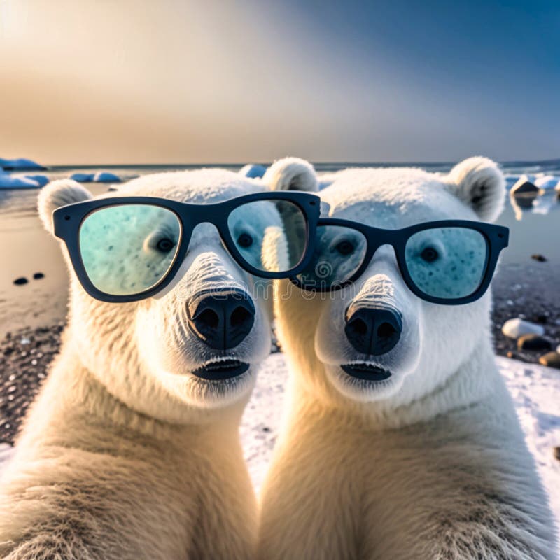 Polar Bears in Sunglasses Take a Selfie, Generative AI Stock ...