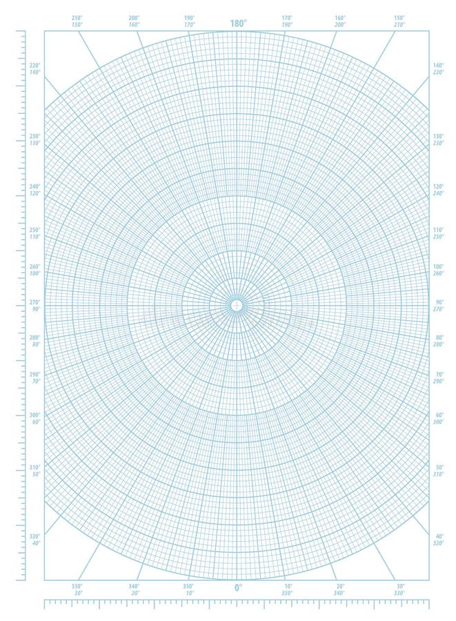 polar coordinate circular grid graph paper stock vector