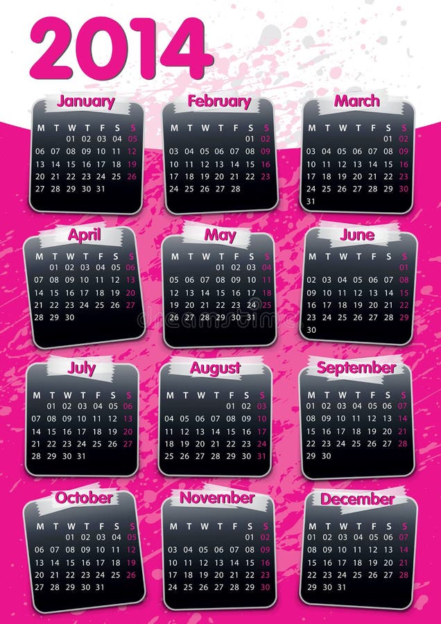 Polaroid 2014 del calendario illustrazione vettoriale