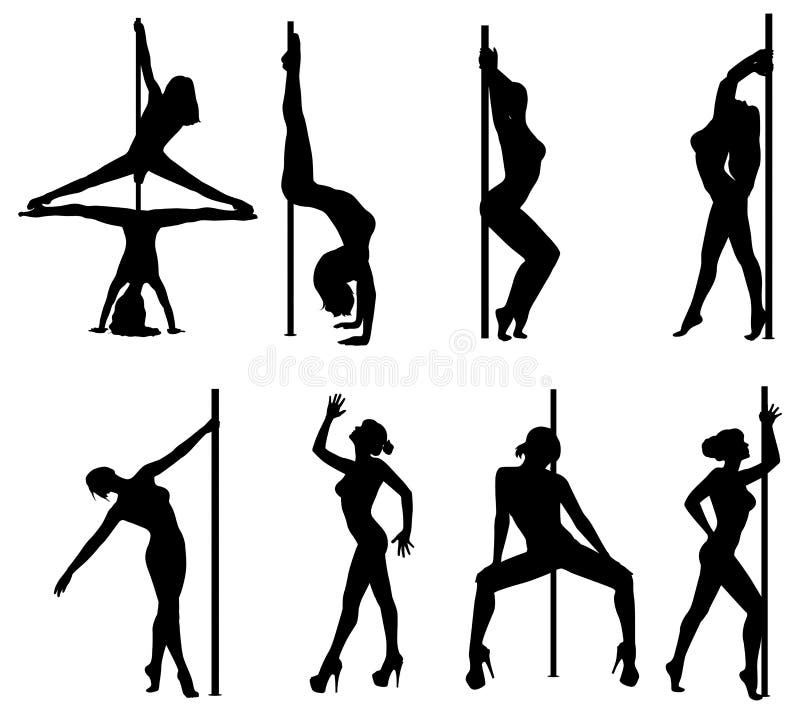 Pole dance women silhouettes