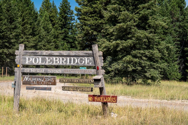 Polebridge, Montana - August 13, 2021: Sign for the Northern Lights ...