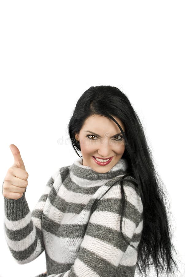 Polegar acima da mulher feliz imagens de stock Polegar acima da mulher feliz imagens de stock