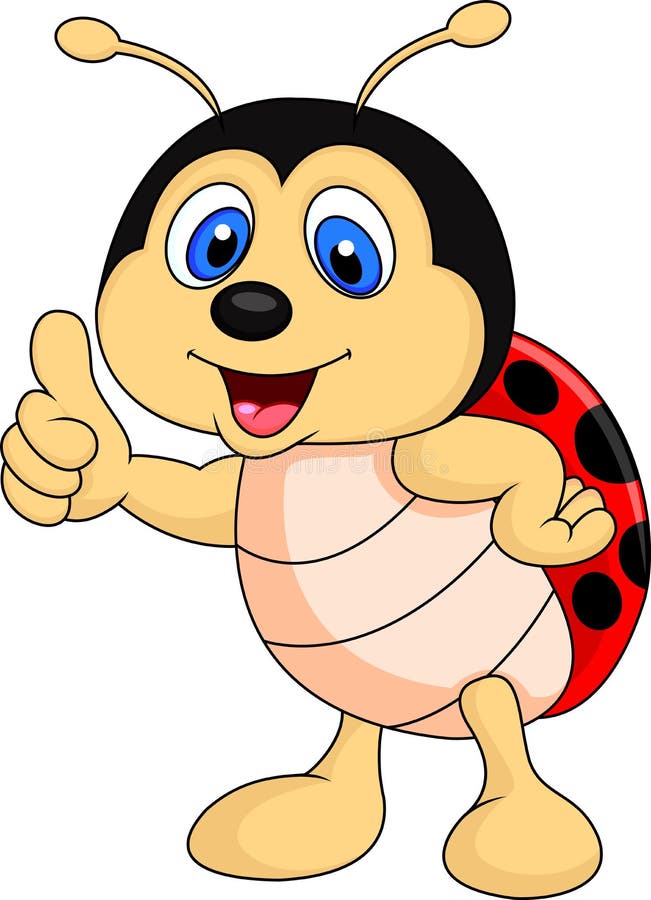 Polegar bonito dos desenhos animados do joaninha acima ilustração stock Polegar bonito dos desenhos animados do joaninha acima ilustração stock