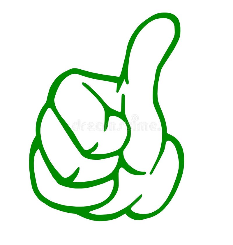 Illustration of a simple outline of a green thumbs up, on a white background. Illustration of a simple outline of a green thumbs up, on a white background.