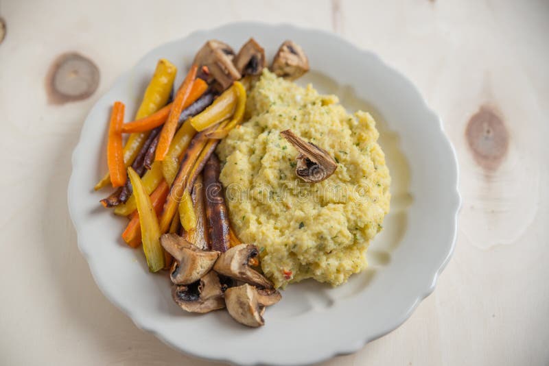 Polenta with Roasted Vegetables Stock Photo Image of culture, close