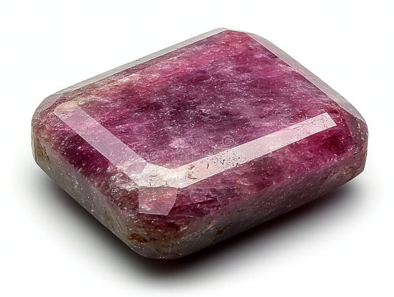 Polerad ruby-gemstone-pulserande djupa röda nyanser på pristinvit yta. mjuk belysning ökar dess klarhet och royaltyfria foton