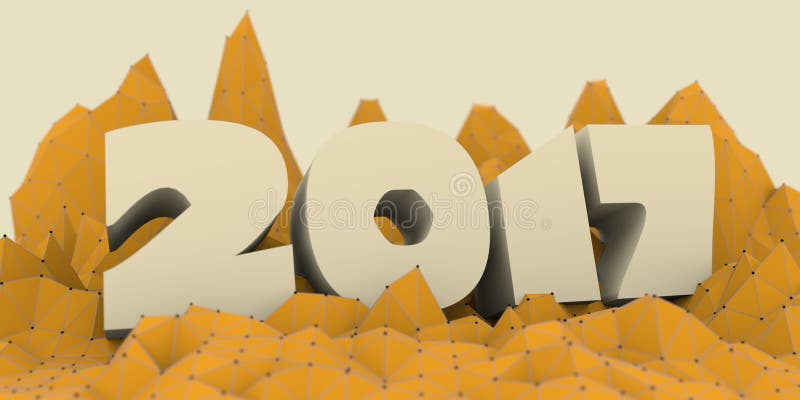Poli paesaggio basso delle montagne 2017 numeri illustrazione di stock Poli paesaggio basso delle montagne 2017 numeri illustrazione di stock