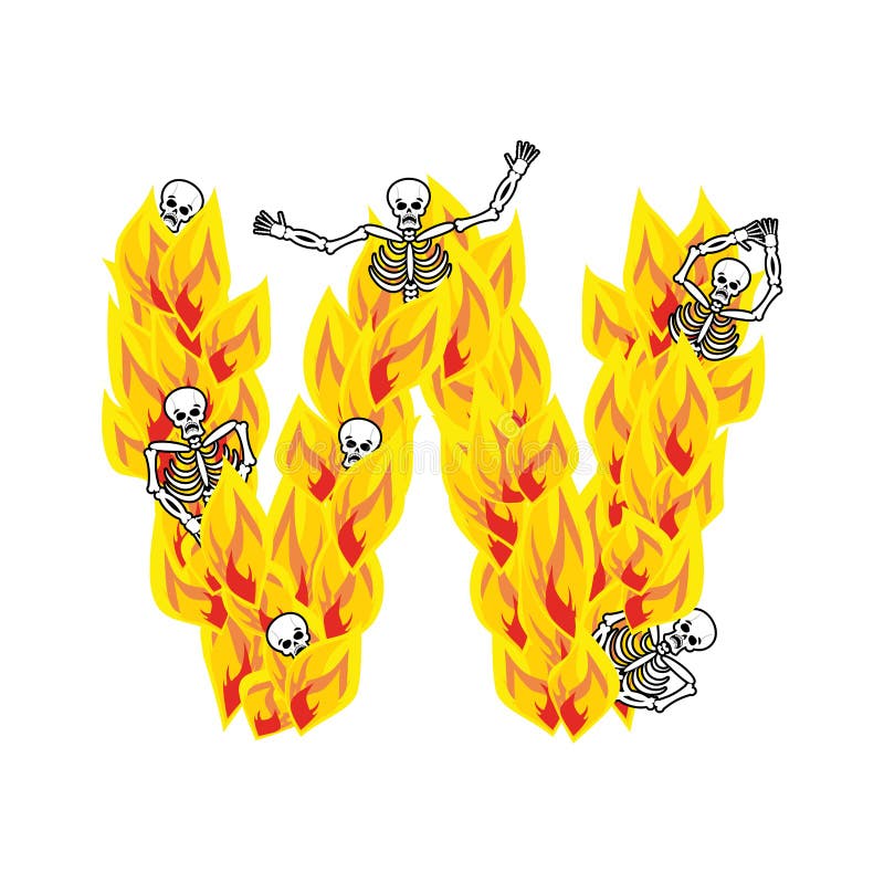Police atroce de flammes et de pécheurs de la lettre W lettrage ardent impliquez illustration de vecteur Police atroce de flammes et de pécheurs de la lettre W lettrage ardent impliquez illustration de vecteur
