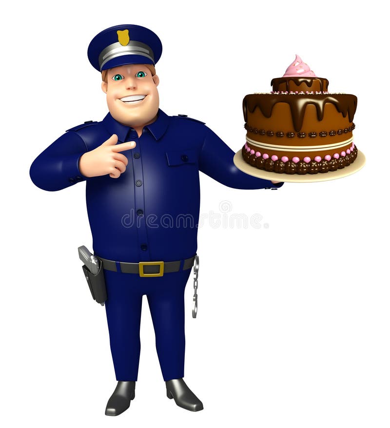Police Avec Le Gateau Illustration Stock Illustration Du Adultes