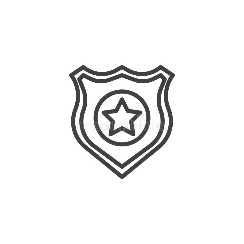 Police badge icon. Outline police badge vector icon for web design