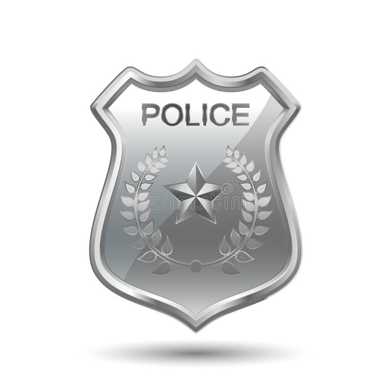 Silver steel police security badge isolated Vector Image