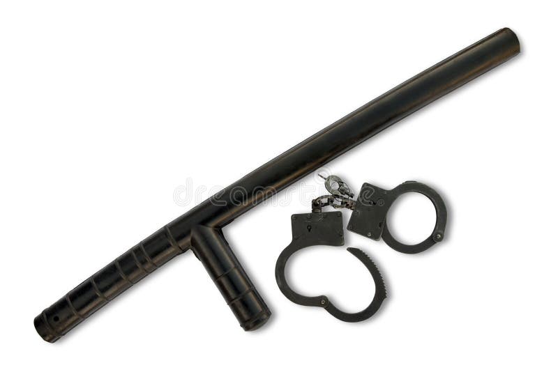 Police Baton With Handcuffs Stock Photo Image of built, power 13930796