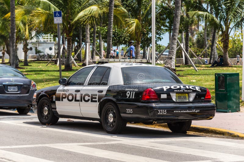 Police car in Ocean Drive in South Beach