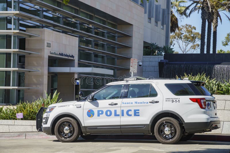 Santa Monica, JUN 21: Police car and Public Safety Facility on JUN 21, 2017...