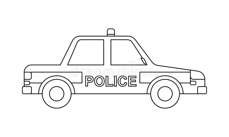 Police Car Outline Illustration On White Background Stock Illustration ...