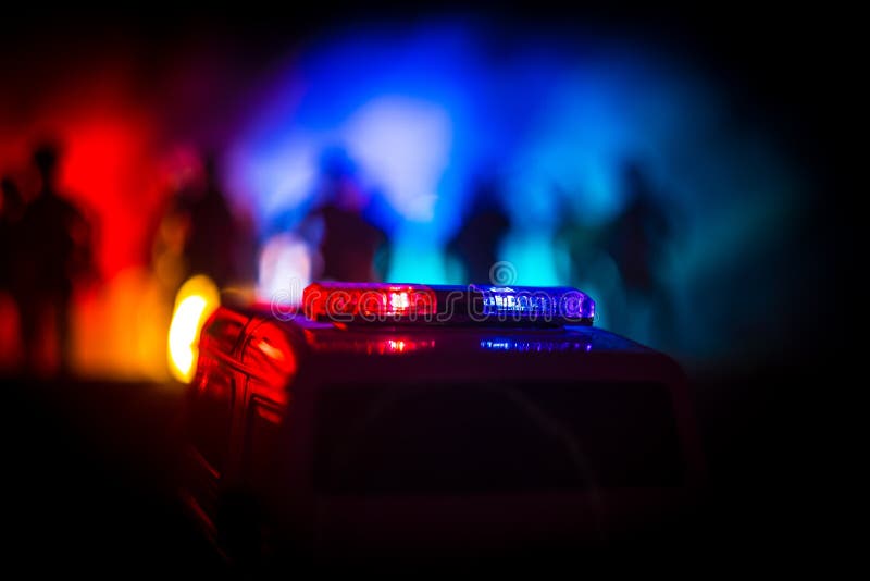 Police Cars at Night. Police Car Chasing a Car at Night with Fog Background.  911 Emergency Response PSelective Focus Stock Image - Image of chasing,  authority: 148039405