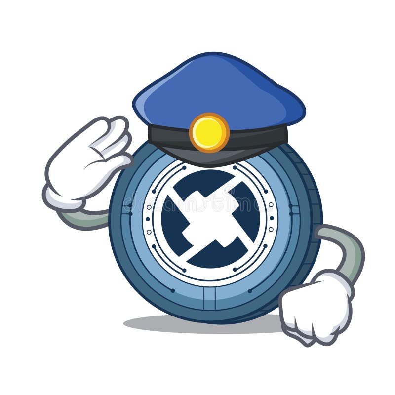 Police 0X coin character cartoon vector illustration