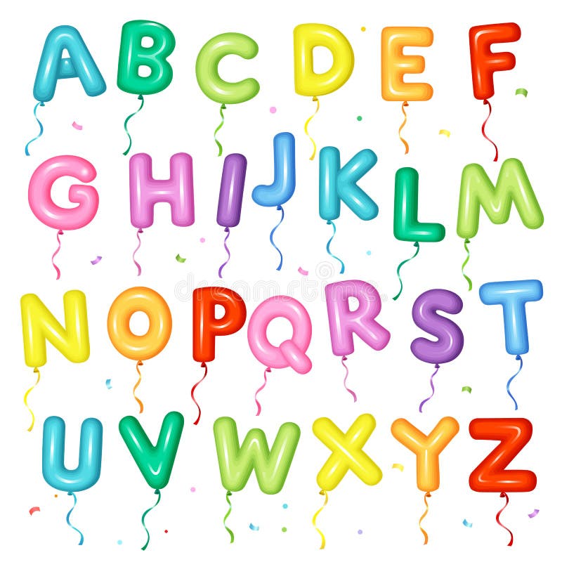 Police colorée de ballon pour des enfants Lettres d'A à Z pour l'anniversaire