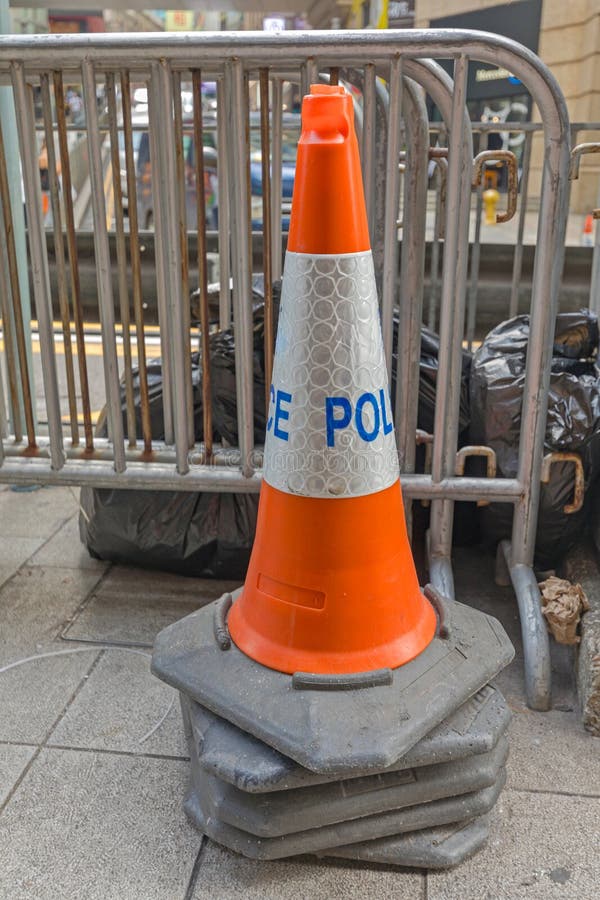 Police Cones Hong Kong stock photo. Image of metal, barrier - 314030692