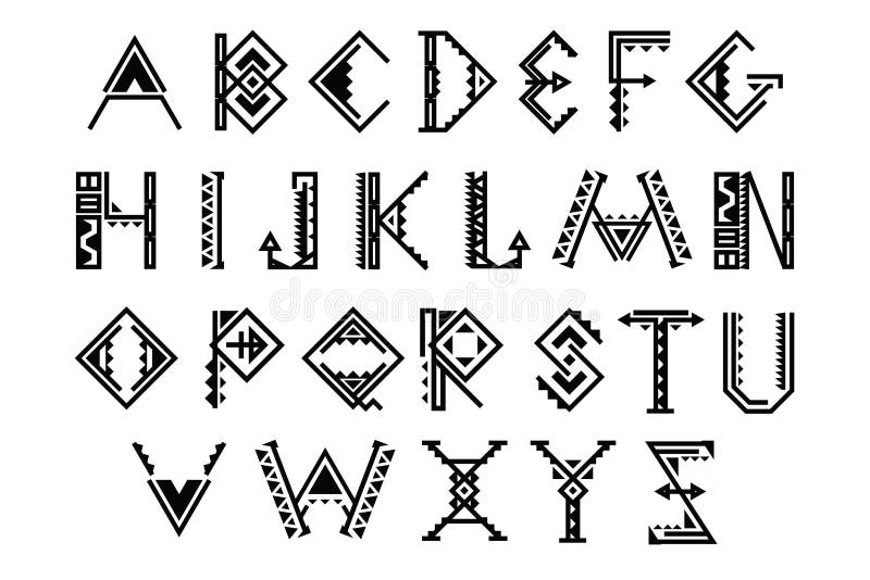 Police ethnique Ensemble indien indigène de vecteur d'alphabet illustration libre de droits Police ethnique Ensemble indien indigène de vecteur d'alphabet illustration libre de droits