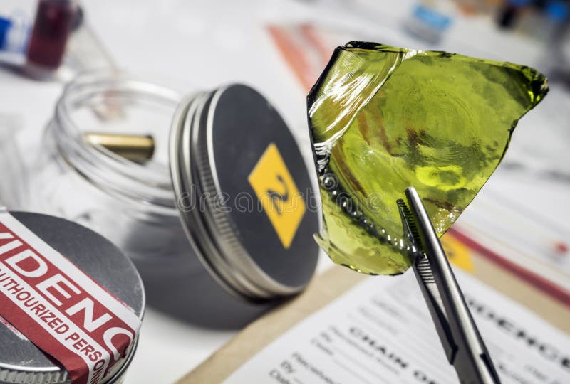 Police Expert Gets Blood Sample from Glass Bottle in Criminalistic Lab