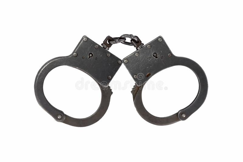 Police Handcuffs on a White Background Stock Image Image of metal