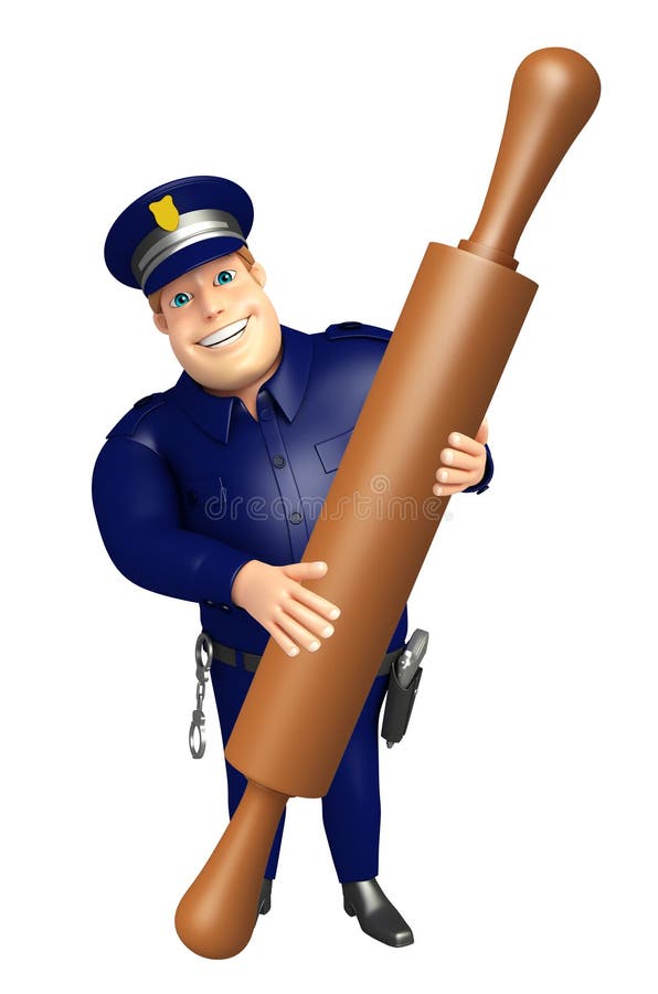 Police with Kitchen Equipment Stock Illustration Illustration of arms, badge 77552163