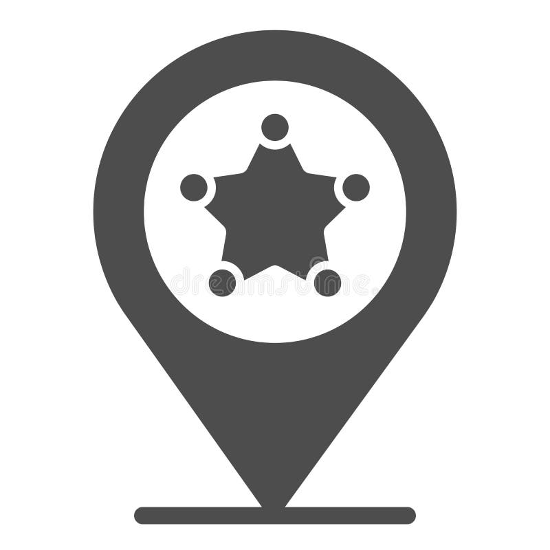 Police location solid icon. Police station gps vector illustration isolated on white. Navigation glyph style design vector illustration Police location solid icon. Police station gps vector illustration isolated on white. Navigation glyph style design vector illustration