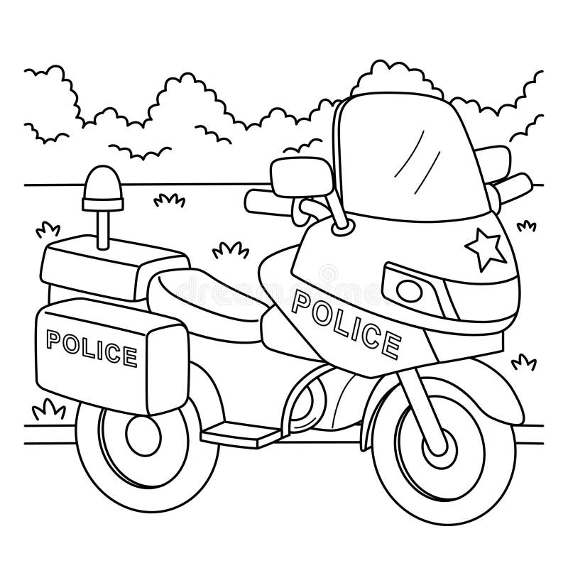 Police Motorcycle Coloring Page for Kids Stock Vector - Illustration of ...