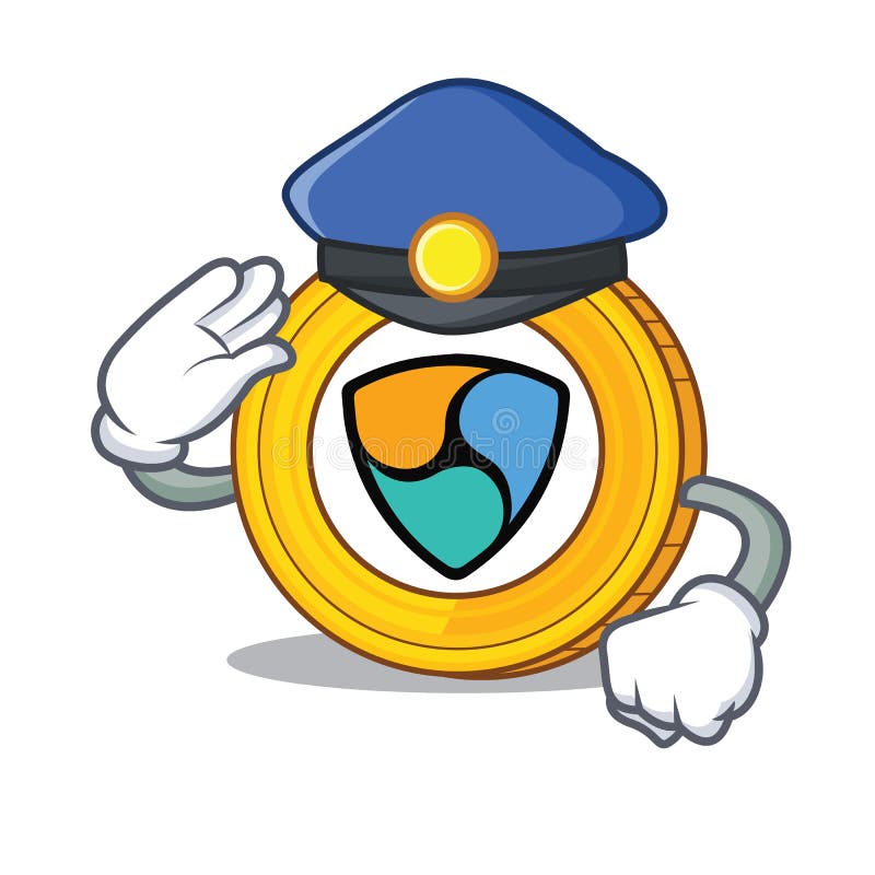 Police NEM coin character cartoon stock illustration