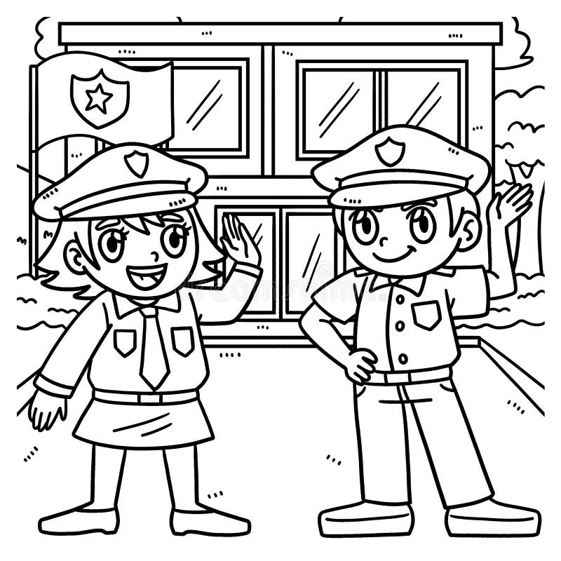 Premium Vector  Police station isolated coloring page for kids