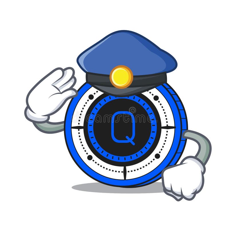 Police Qash coin character cartoon stock illustration