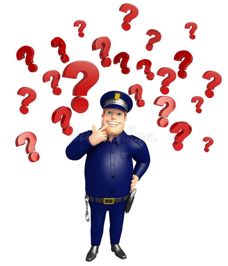 Police with Question mark vector illustration