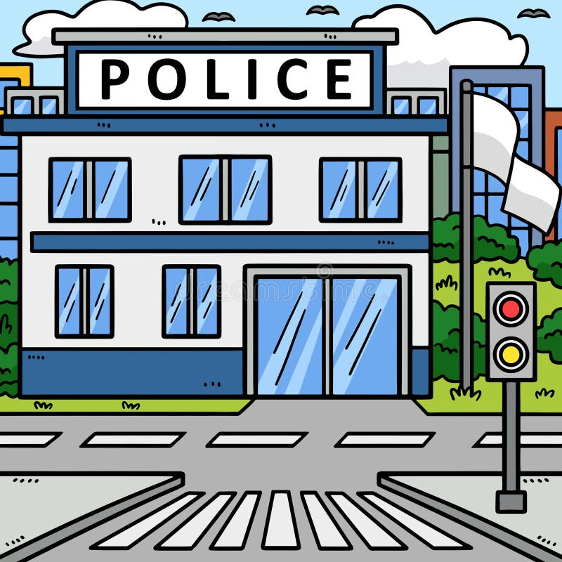 Police Station Isolated Coloring Page for Kids 12902481 Vector Art at  Vecteezy