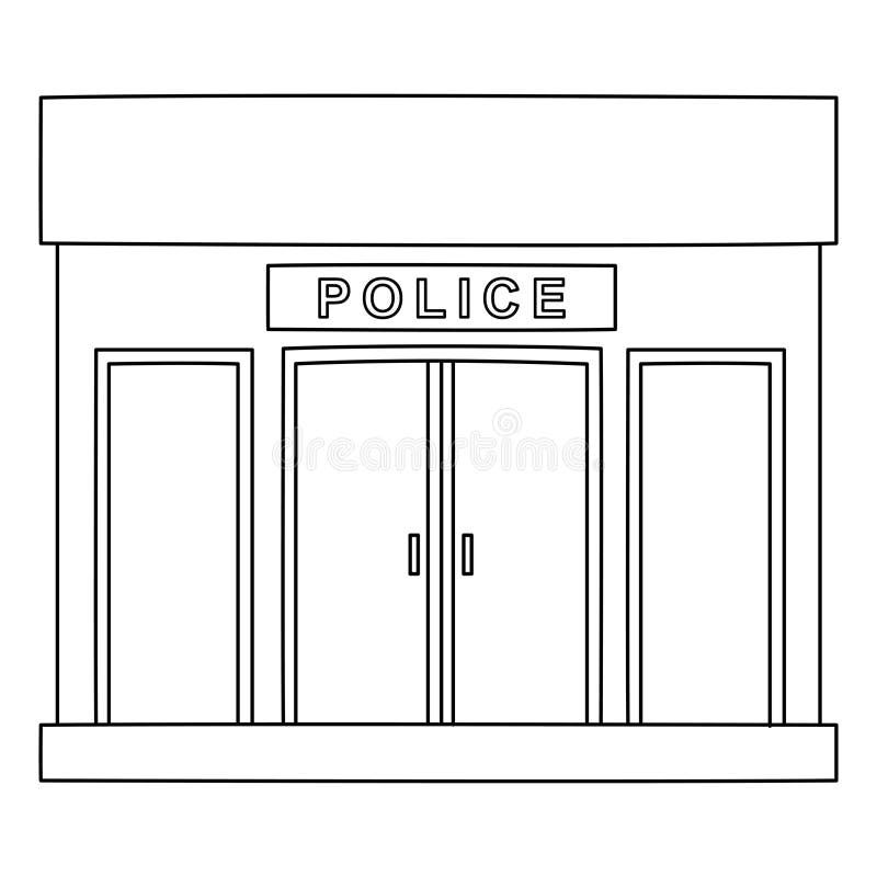 Police Station Isolated Coloring Page for Kids 12902481 Vector Art at  Vecteezy