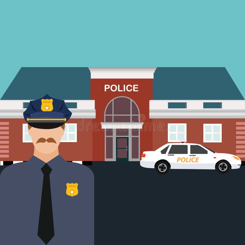 Police Station Officer Standing in Front of Office with Car Vector Stock Vector - Illustration of graphic, city: 70158162 Police Station Officer Standing in Front of Office with Car Vector Stock Vector - Illustration of graphic, city: 70158162