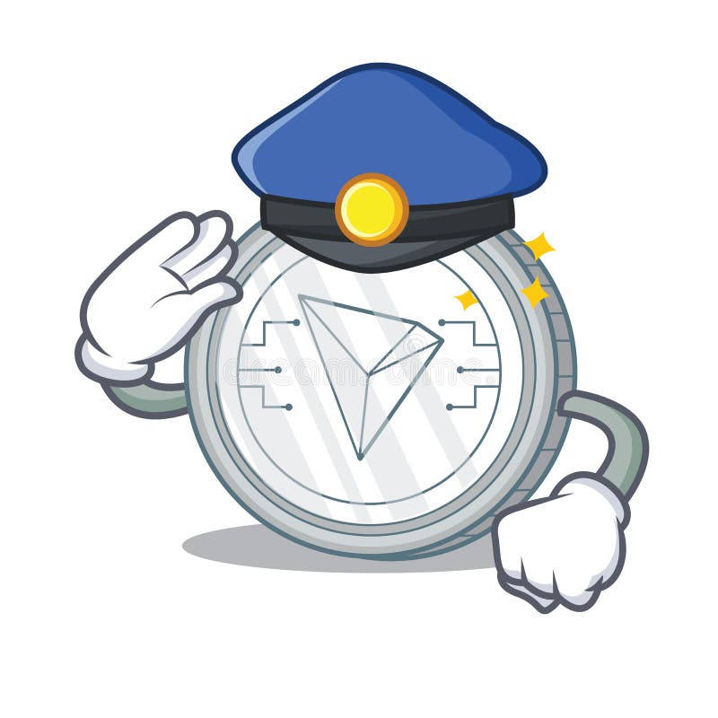 Police Tron coin character cartoon stock illustration