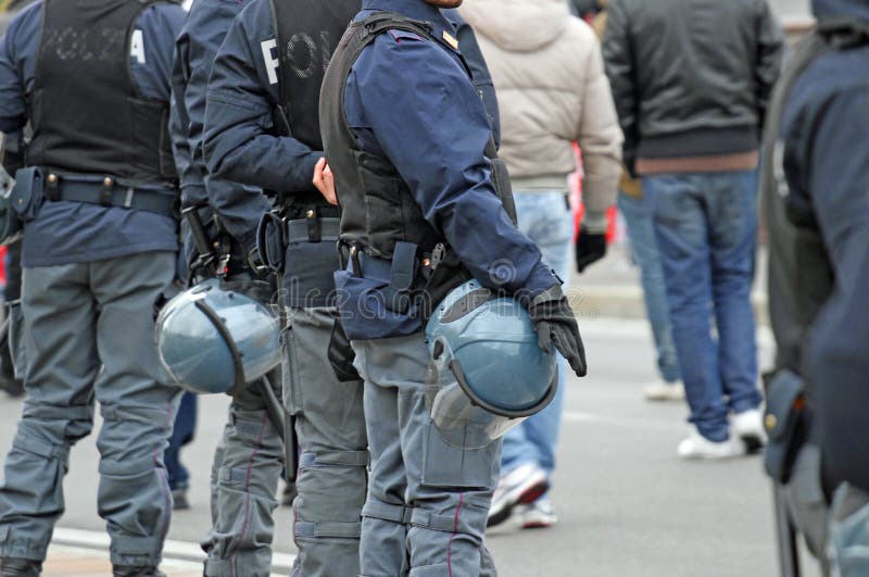 Policeman while they Escorted the Fans at the Stadium Stock Image ...