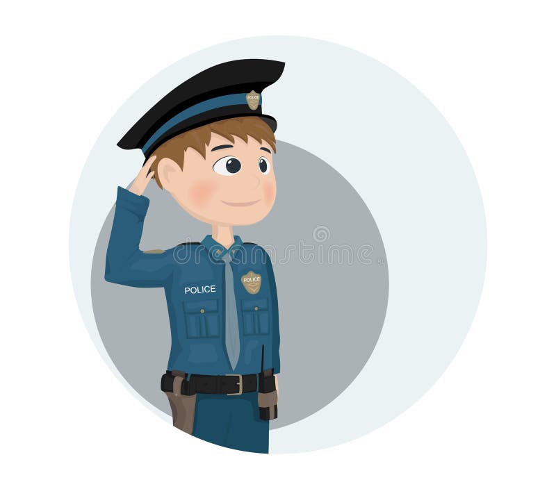 Police Man Face Avatar Officer In Uniform Male Cop Security Guard