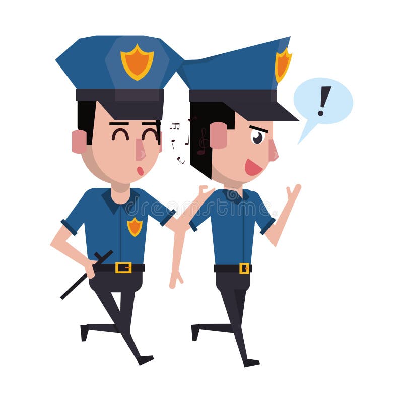 Policemen Working Avatar Cartoon Character Stock Vector - Illustration ...